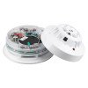 alarmsense cs fixed temperature heat detector shown separated with cover removed exposing internal components and wiring
