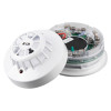 alarmsense a1r rate of rise heat detector shown angled with cover removed to reveal internal components and wiring