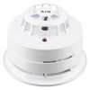 alarmsense a1r rate of rise heat detector shown from the front with white circular design and vent openings
