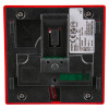 Back view of alarmsense 2 wire surface mounted manual call point showing mounting details and label with product information
