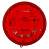 Rear view of the Apollo AlarmSense open-area sounder beacon, showing the product label, certification markings, configuration switches, and electrical contact terminals.