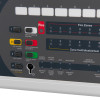 Closeup of c tec cfp alarmsense fire alarm panel 8 zone showing buttons labels and indicators