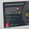 Close-up detail of the control panel instructions on the c tec cfp alarmsense fire alarm panel 8 zone showing text and coloured buttons