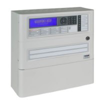 dxc2 two loop addressable fire alarm panel shown from an angled view with control buttons and display screen visible