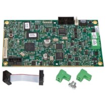 dxc network card with circuit board, cable, green connectors and screws shown on a white background