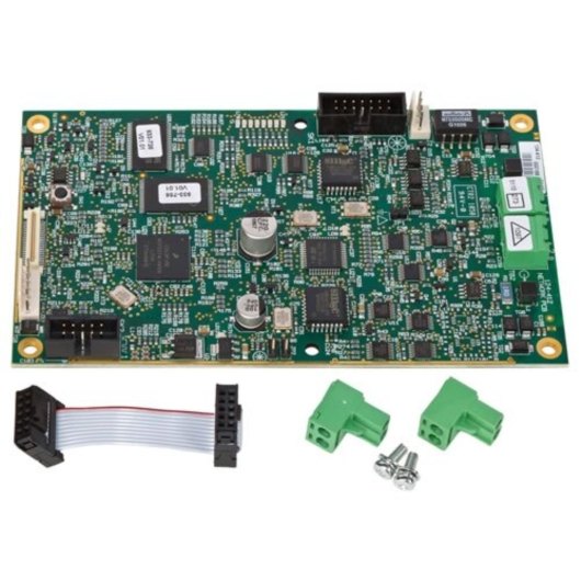 dxc network card with circuit board, cable, green connectors and screws shown on a white background