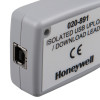 a close up view of the connection to the download module for the morley fire alarm panel