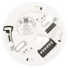 c tec hush activ grade c domestic alarm system base showing white circular plastic with wiring terminals and certification labels