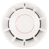 Front view of the c tec hush activ grade c domestic alarm system detector showing its circular white design with vents and a red inner ring