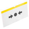 kac manual call point flexible resettable element shown from an angled view with black arrows and a yellow top edge