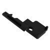 angled up view of a black menvier call point test key showing its shape and hole details