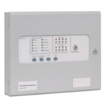 kentec sigma cp r 2 zone repeater panel shown from an angled view with buttons and indicator lights on a grey box