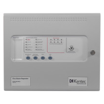 kentec sigma cpr 4 zone repeater panel showing front view with control buttons and status indicators
