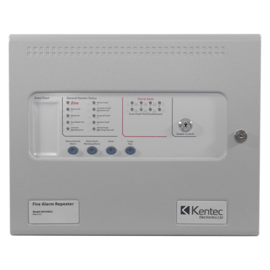 kentec sigma cpr 4 zone repeater panel showing front view with control buttons and status indicators