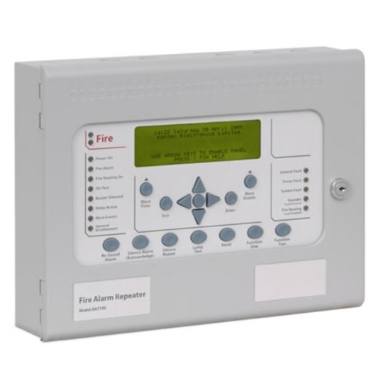 Front view of kentec syncro view repeater panel showing display screen and control buttons
