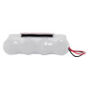 Side view of evacuator synergy rf replacement 9v battery pack in white with red and black wires attached
