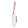 Side view of the evacuator synergy rf replacement battery pack showing wires and white casing