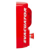 Side view of red evacuator sitemaster push button site alarm showing button and casing with evacuator text