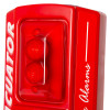 Top view of the red evacuator sitemaster push button site alarm showing its buttons and casing design