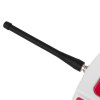 part of evacuator synergy rf base station site alarm showing a black aerial attached to a white and red device