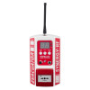 Front view of evacuator synergy rf base station site alarm with display, buttons, and antenna visible