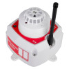 angled view of an evacuator synergy rf heat detector site alarm showing the main unit and attached antenna