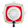 evacuator synergy rf smoke detector site alarm showing front view with white and red casing and sensor in centre