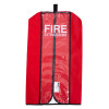 Front view of a medium extinguisher cover in red with clear panels and fire extinguisher text visible