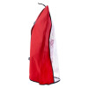 Side view of a medium extinguisher cover showing red fabric with a clear plastic section and fastening straps
