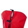 Red medium extinguisher cover with a black velcro fastening partially open showing a clear window panel