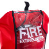 large extinguisher cover in red with clear vision panel showing part of a fire extinguisher inside