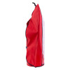 Side view of a large extinguisher cover in red with black edging and a carrying handle at the top