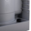 close up of the back section of the fmc modular fire extinguisher stand grey double showing structural details