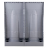 Rear view of the fmc modular fire extinguisher stand grey double showing the inside panel and compartments