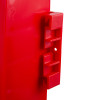 Close-up of the red attachment clip on the fmc modular fire extinguisher stand red