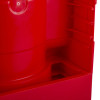 Close-up view of the back section of the fmc modular fire extinguisher stand red showing its structure and details