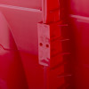 attachment clip on the fmc modular fire extinguisher stand red double showing close up of the clip and red surface