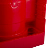 Close up of the back section of the red fmc modular fire extinguisher stand double model