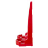 Side view of the red fmc modular fire extinguisher stand double with two rounded holder spaces