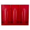 Back view of fmc modular fire extinguisher stand red triple showing three separate sections