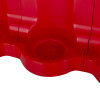 Close-up of the red base section of the fmc modular fire extinguisher stand red triple showing curved details