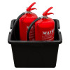 Red water fire extinguishers inside the Fmcsx2 Caravan Park Fire Extinguisher Storage Box Open Water