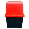 fmc campsite cabinet showing the front view with a red top and black base on a white background
