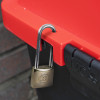 fmc campsite cabinet shown with a brass padlock on a red lid