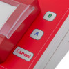 Close up of buttons labelled A, B and Cancel on an evacuator synergy plus wireless site alarm base station