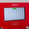 evacuator synergy plus wireless site alarm base station front device screen showing grid with two highlighted sections and system status leds