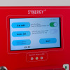 evacuator synergy plus wireless site alarm base station showing front menu screen with options and system status LED light
