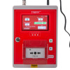 evacuator synergy plus wireless site alarm base station front view plugged in with screen showing system status and time