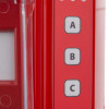 Closeup of buttons labelled A B and C on evacuator synergy plus wireless call point site alarm