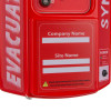 evacuator synergy plus wireless site alarm gsm gateway showing the bottom panel with company and site name labels